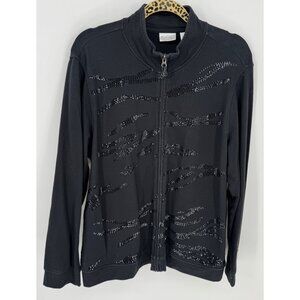 Chico's Zenergy black sequin full zip mock neck athletic jacket